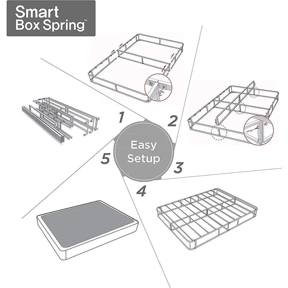 9 Inch Metal Smart Box Spring / Mattress Foundation / Strong Metal Frame / Easy Assembly, King Freight freeFreight Free
