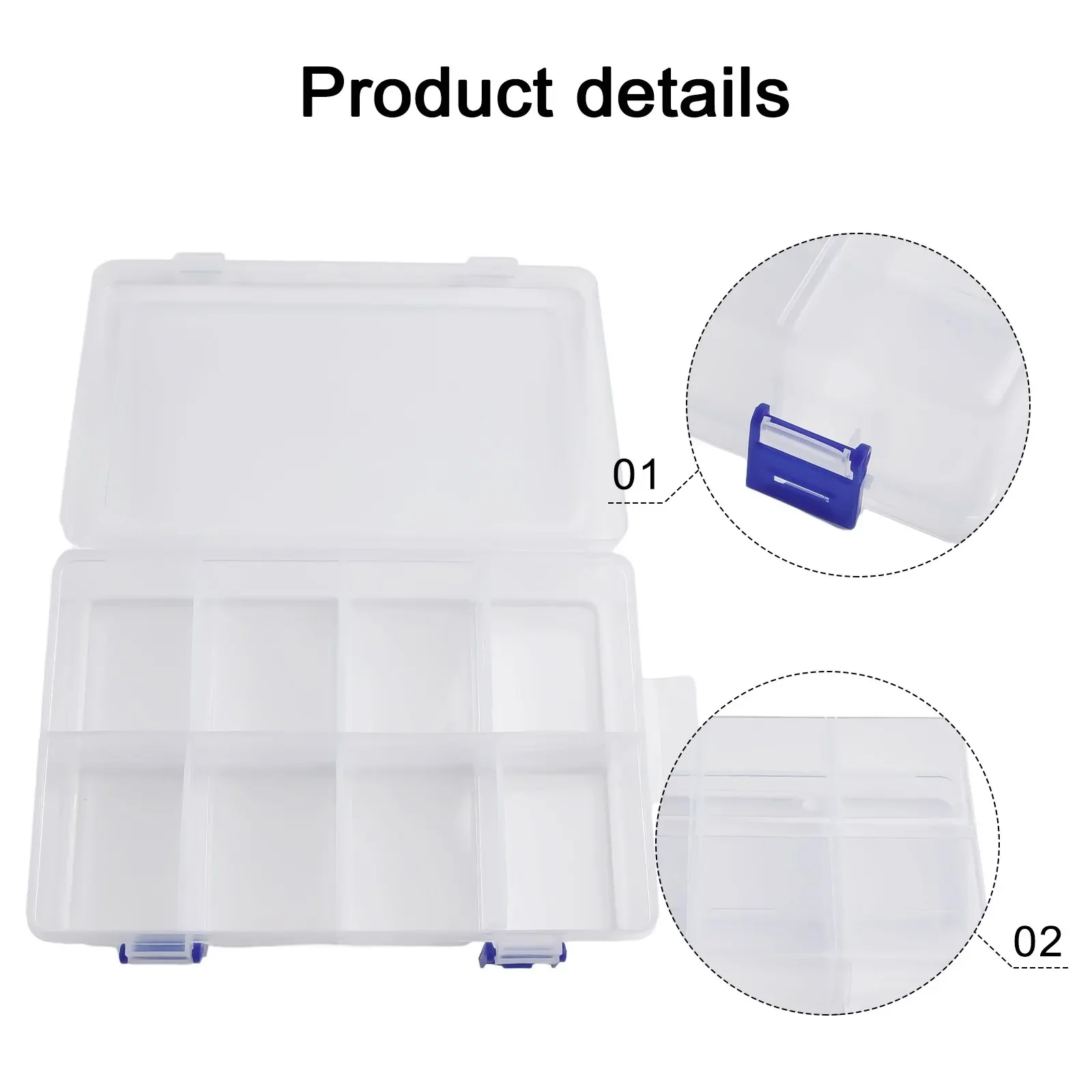 Boîte de Rangement pour Outils à 8 Grilles, Boîtier en Plastique Transparent à Compartiment Réglable, Porte-Bijoux, Vis d\'Évaluation