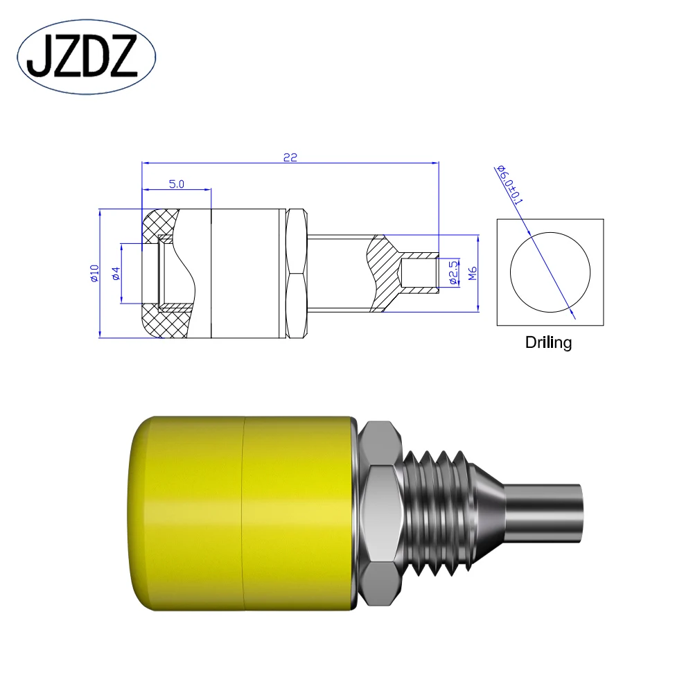 JZDZ 10pcs 4mm Banana Socket Binding Post Nut Banana Plug Jack Electrical Connector Terminal Test Hole DIY Parts Tools J.40010