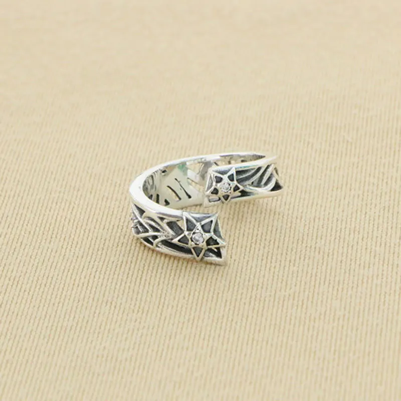 

South Korea's East Gate Hollow Star Five pointed Star Ring Female Index Finger s925 Pure Silver Thai Silver Fashion Personality