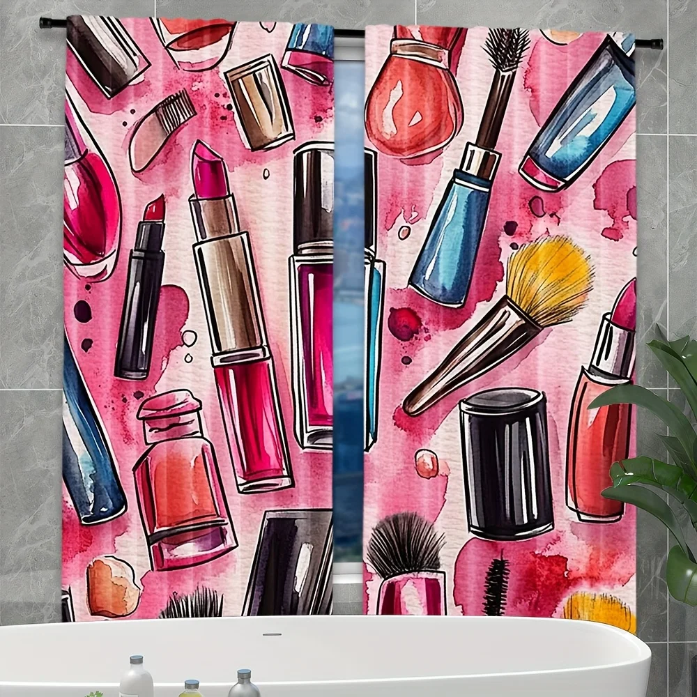Modern polyester printed cosmetic curtains, semi-transparent rod-ended curtains, suitable for bedrooms, living rooms and offices