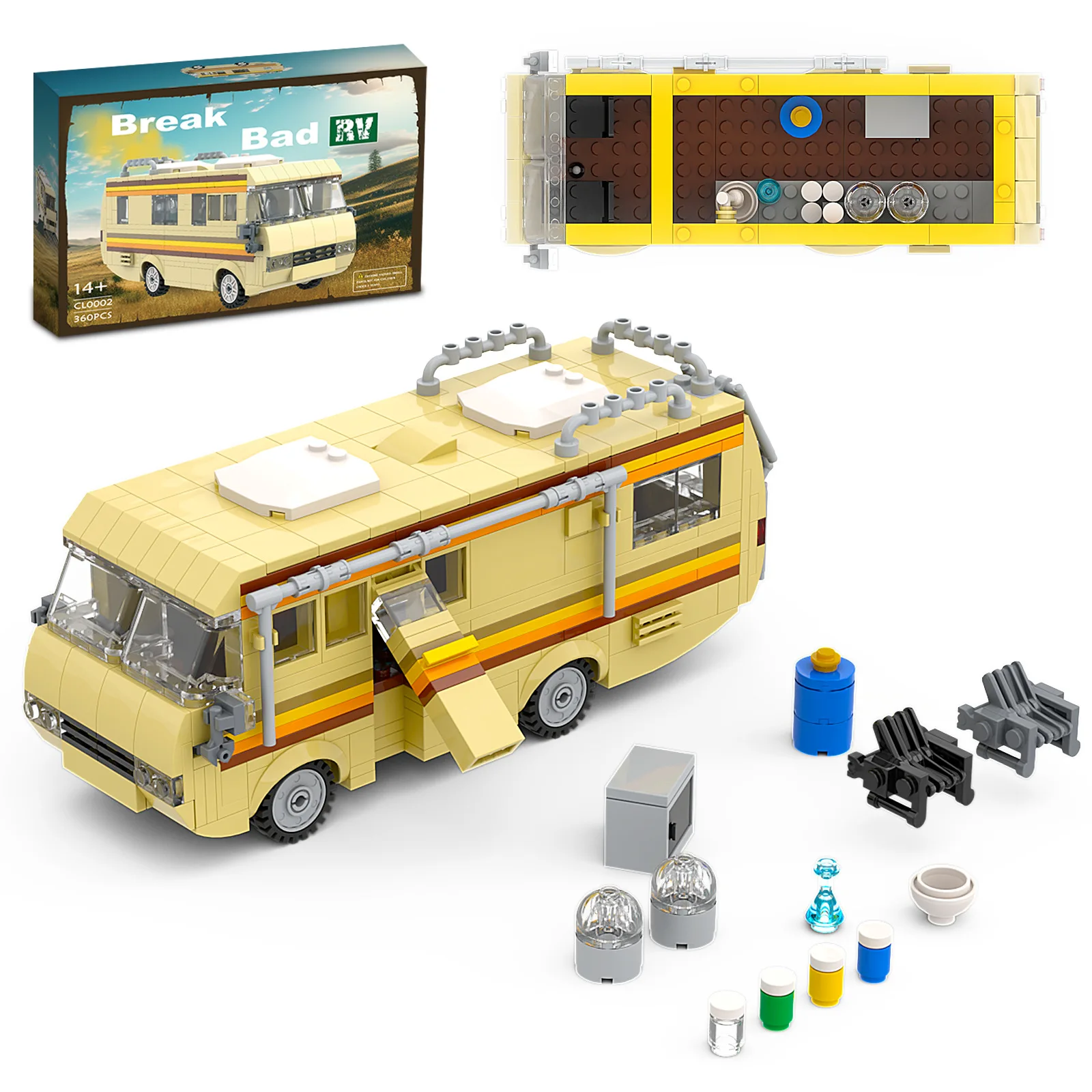 360PCS MOC Famous TV Series Breaking Bad Lab RV Car Building Blocks Kit City High-tech Bus Vehicle DIY Model Van Kids Toys Gifts