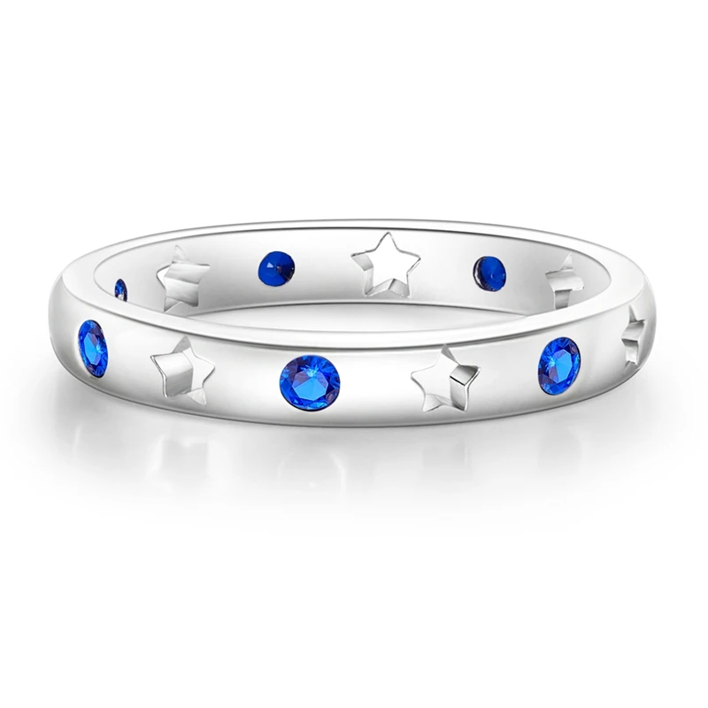 Original 925 Sterling Silver Cutout Stars Ring For Women Girls Jewelry Birthday Anniversary Gifts
