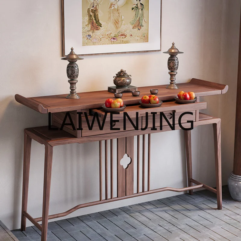 

RWJ Altar Incense Burner Table Black Walnut Wooden Hallway Altar Buddhist Hall Guanyin God of Wealth Prayer Altar Table