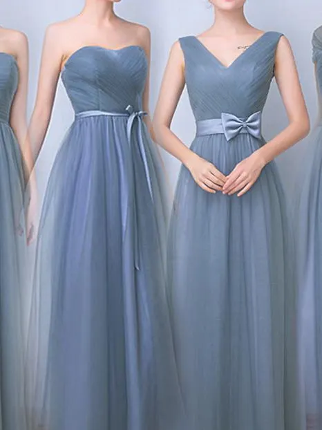 Vestido de Dama de Azul Grisáceo 2026, Nuevo Estilo, para Coro, Banquete, Anfitriona, Graduación, Actuación, Elegante, ...