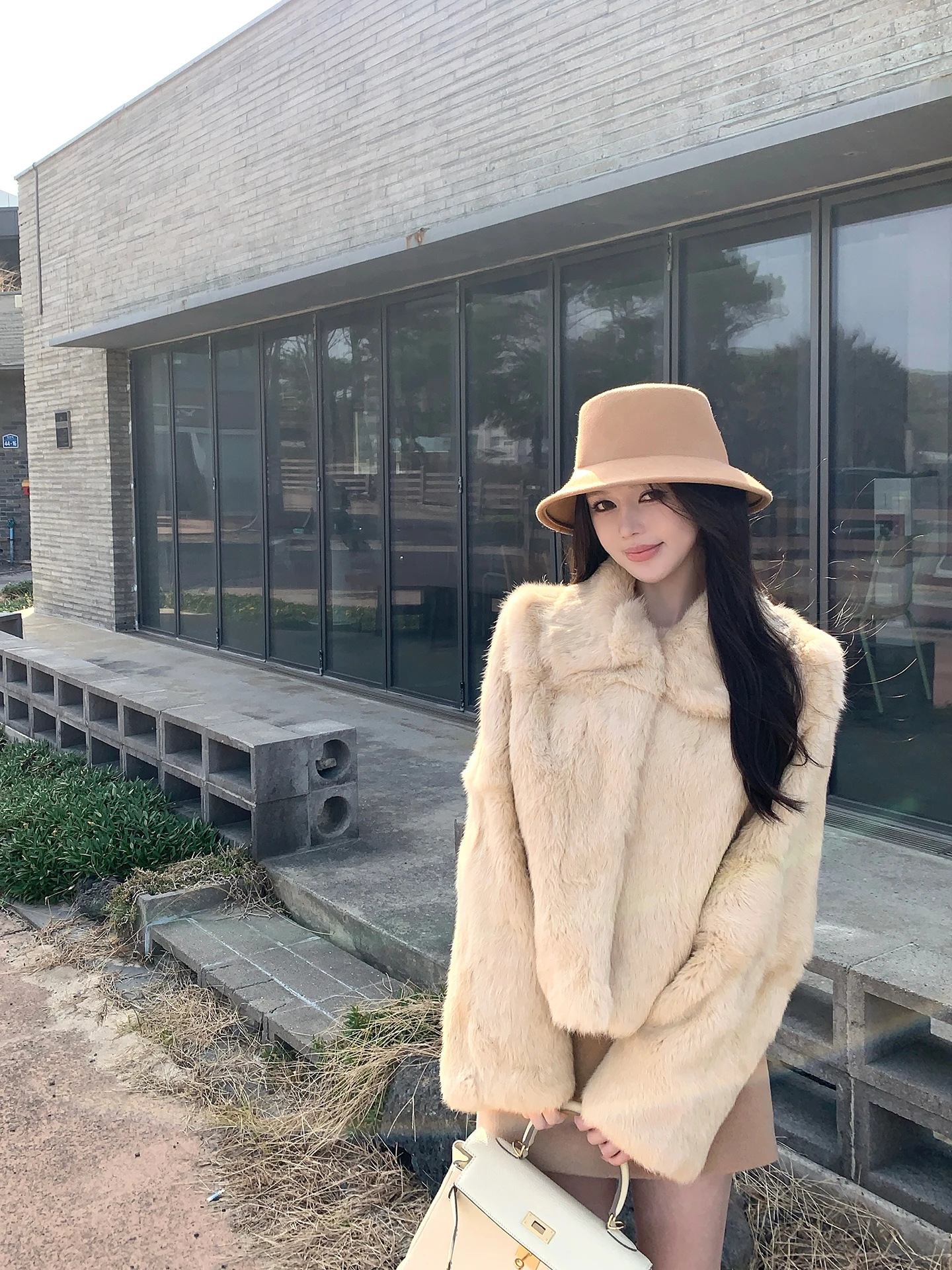 

Sister Titi ort Rabbit Fur Coat Warm Casual Sle Women's Outerwear Versatile ort Quilted Jaet for Young Women