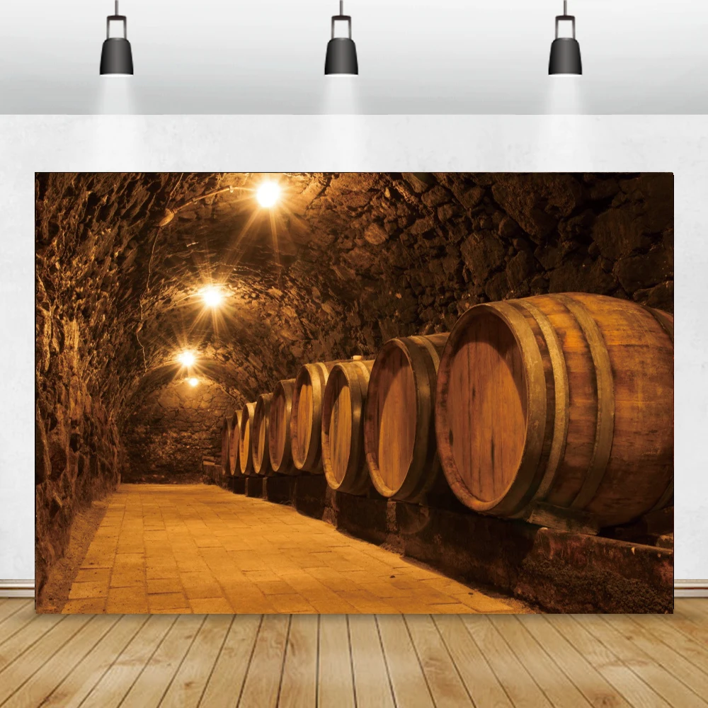 

Old Medieval Wine Cellar Backdrop Oak Barrels Underground Wine Room Photography Background Western Party Portrait Studio Props