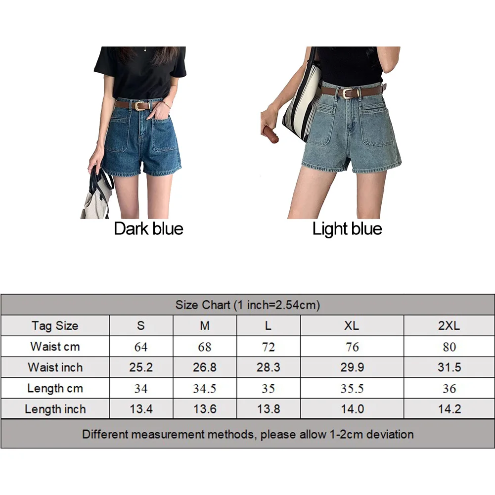 여성용 심플 숏팬츠, 더블 하이 핫팬츠, 포켓, 심플한 허리, 와이드핏, 여성용 신상 패션, 고품질
