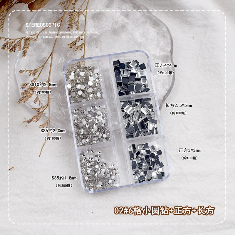 混合パックの平底の小さな丸い宝石、クリスタルガラス、平底のカラフルな宝石、DIYマニキュアアクセサリー。