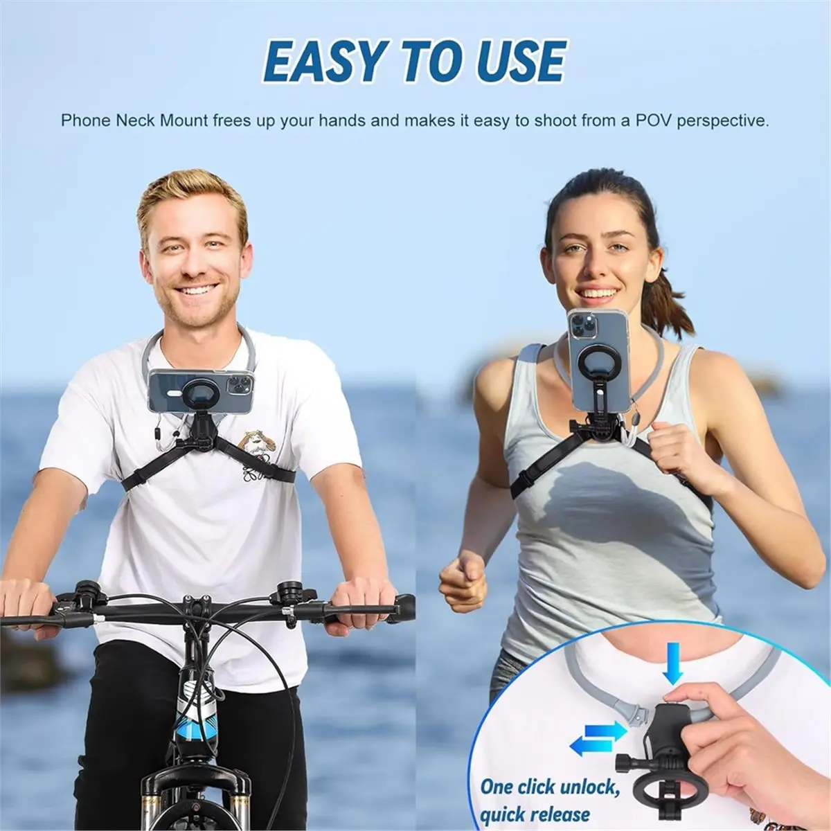 Magnetic Neck Mount for Phones, Vlog Neck Mount with Anti-Vibration Chest Strap for , Magnetic Neck Holder