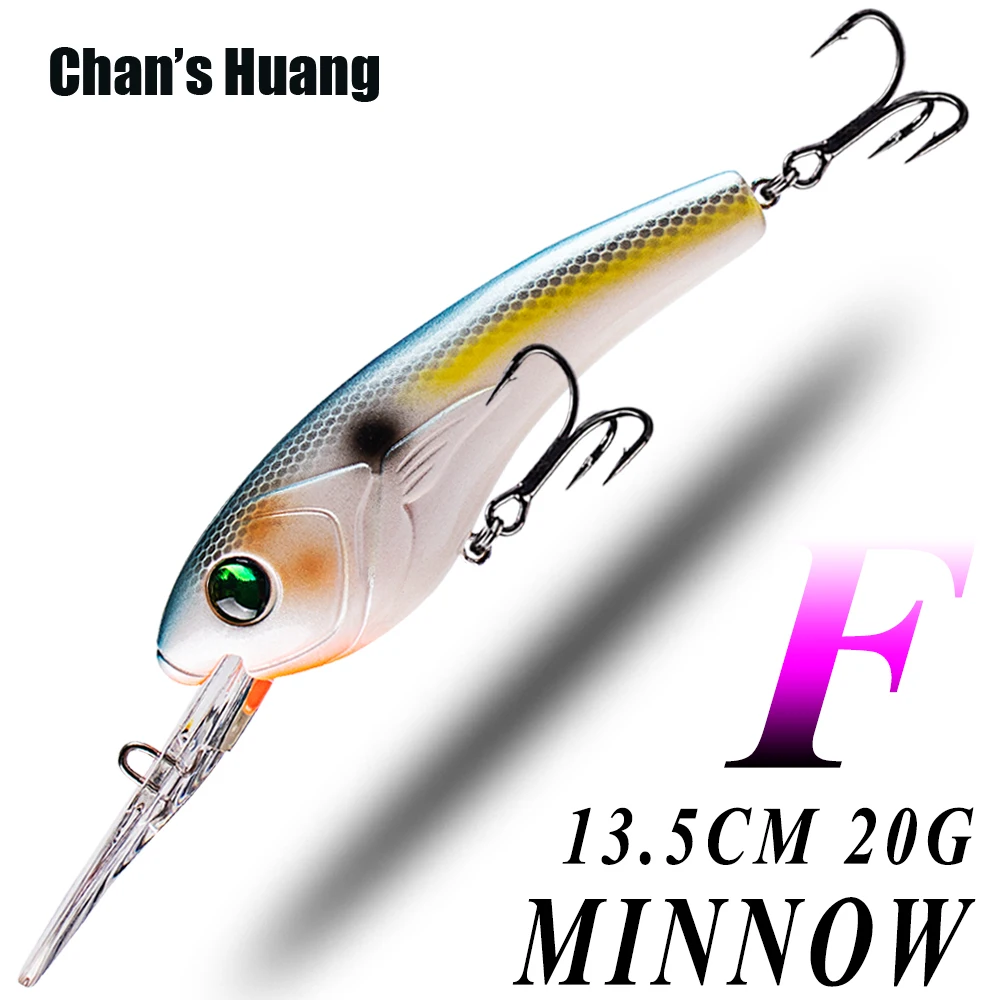 Chan's Huang 1 pièces 13.5CM 20G flottant Jerkbait méné leurre de pêche eau profonde appât dur Wobblers appât de mer artificiel pour bar