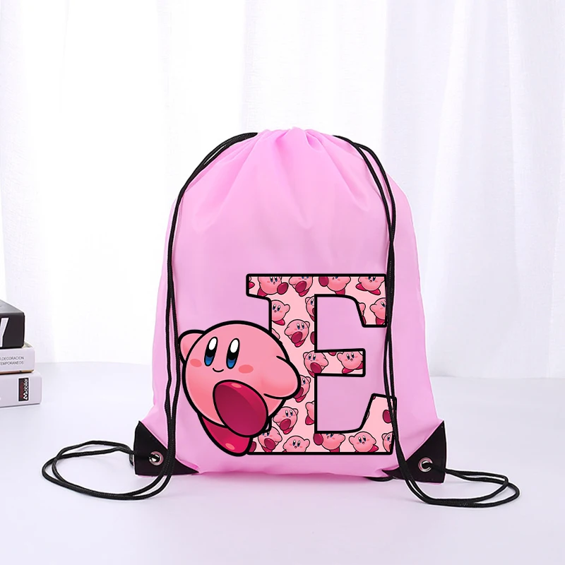 Kirby Boys Girls Cartoon Letter Drawstring Bag Sports Waterproof Backpack Bundle Pocket Terylene Basketball Bags Anime Cute Gift #5
