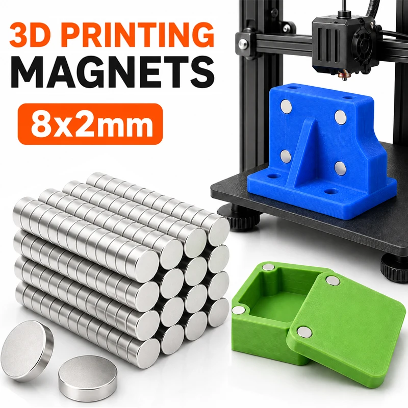 8x2mm 3D Printing Tools Kit Powerful Neodymium 3d Printing Magnets N35 NdfeB Permanent Magnetic Imanes for Refrigerator Crafts