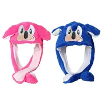 New Anime Hedgehog Sonic Plush Hat Press Jump Cap Kawaii Funny Creative Colorful Luminous Rabbit Ears High Value Toy Ladies Gift
