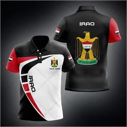 Custom Name Iraq Emblem Graphic Polo Shirt Summer Unisex Casual Streetwear Men's Fashion Loose Fast Dry Plus Size Sportswear