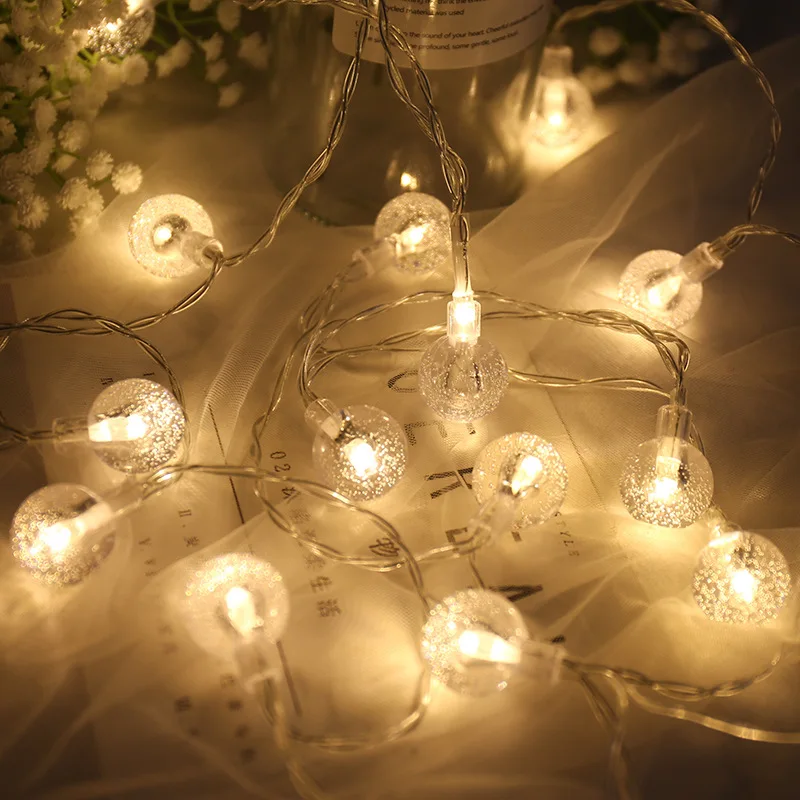 1.5M-6M LED Bubble Ball String Lights, Battery/USB Powered Fairy Lights for Wedding, Birthday, Christmas Party Decoration