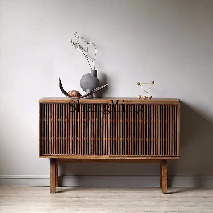 DHY medieval solid wood dining side cabinet entry log sofa side cabinet simple wall locker