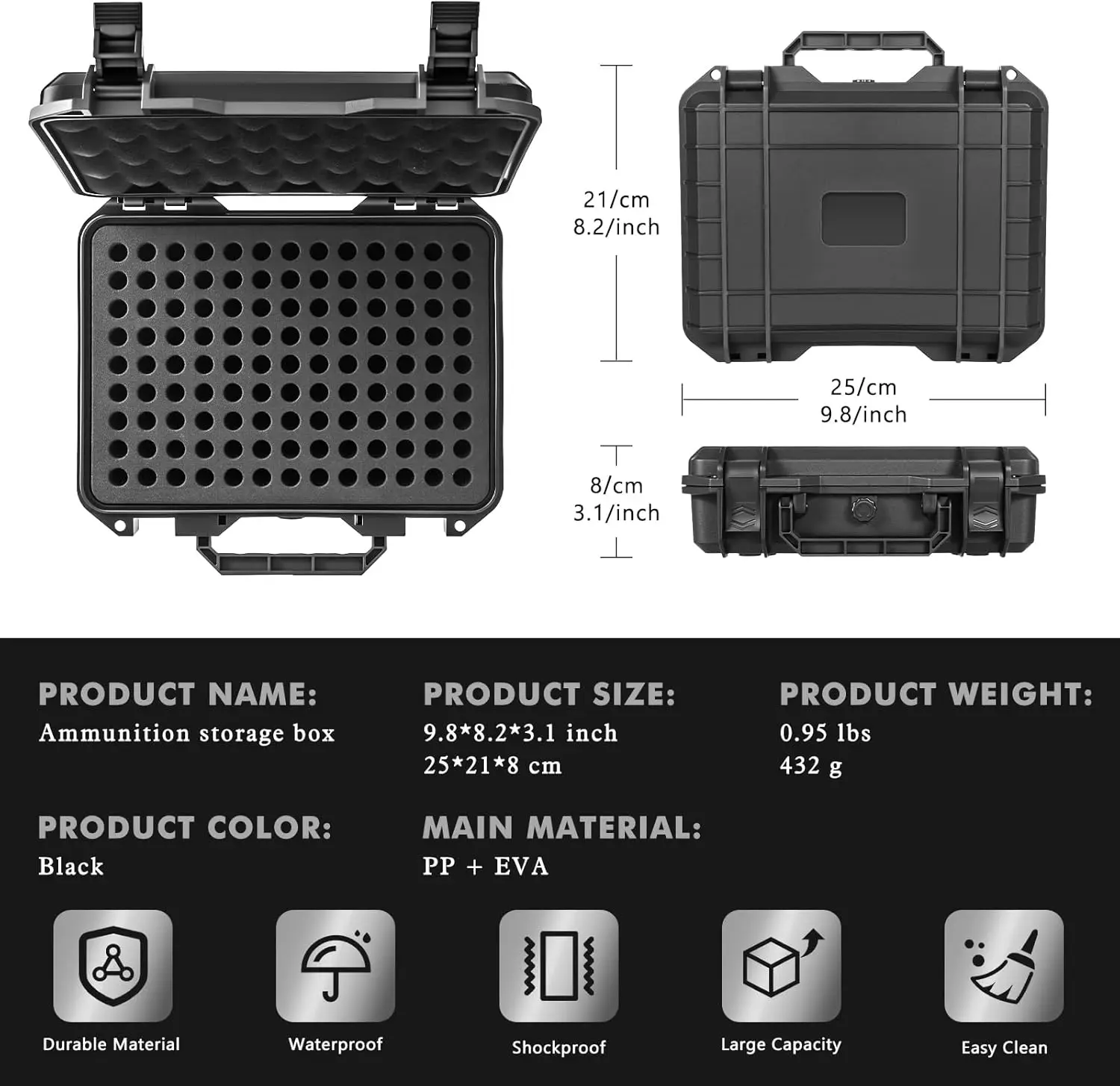 117 Schuss Munitionsbox 223 5.56x45 7.62x39 32S&W Patronenbox Munitionsaufbewahrungsbox Patronenhalter Patronenkoffer Jagd Schießen – Detail 3