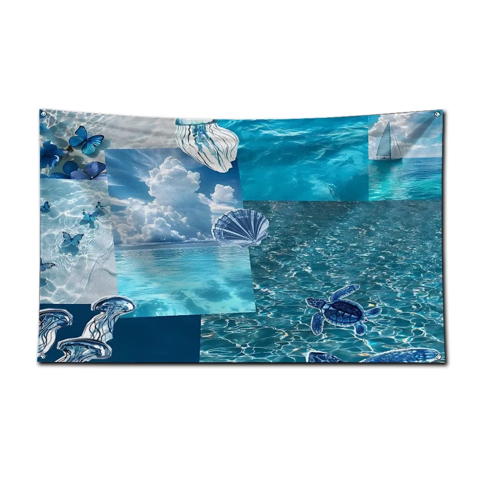 Stylish Ocean Puzzle Flag 3X5 Ft Personalized Flags Design Your Image Funny Tapestry Poster Dorm Room, Living Room, Bedroom