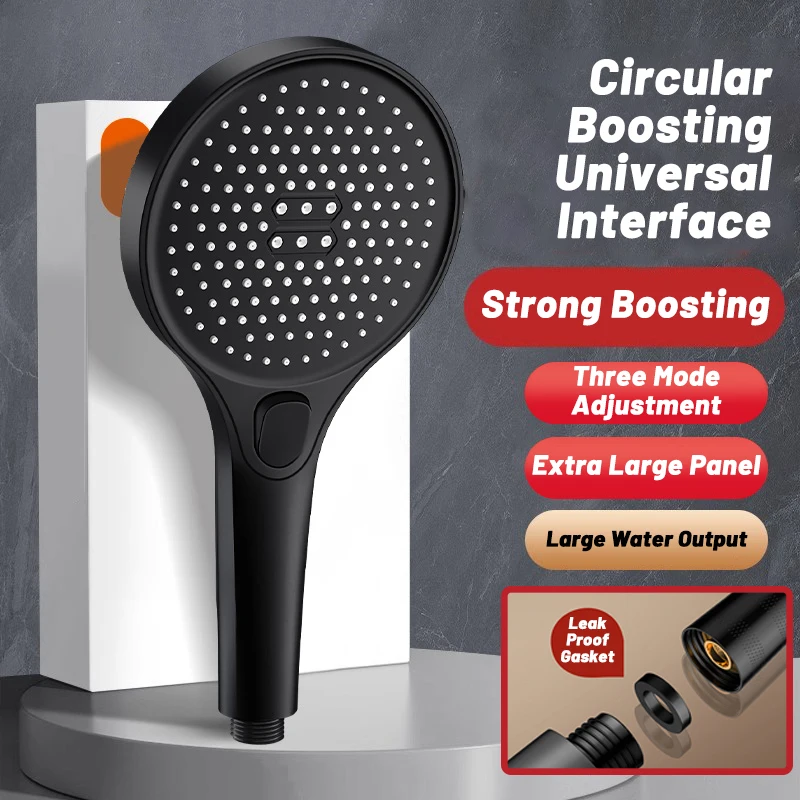 3 Modes Adjustable Shower Head Large Panel  High Pressure Pushbutton Shifter ABS Material Silicone Texture Bathroom Accessories image 4