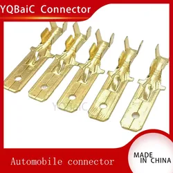 100/200 PCS Brass Tinned 6.3 MM Female Male Spade Crimp Terminal Brass Wire Connector DJ612-6.3