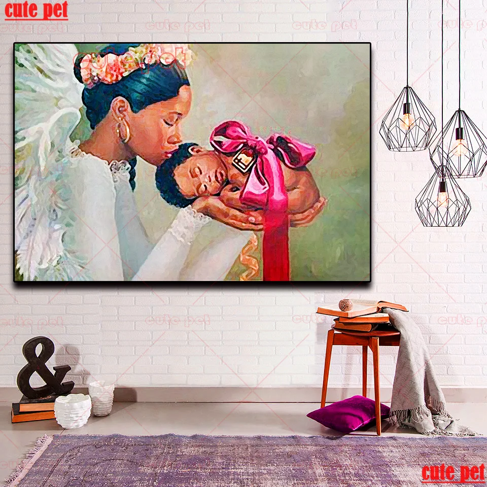 Full Square Drill Mom's kiss 5d Diy Diamond Painting Cross Stitch Daimond Mosaic Embroidery Paintings Mother kissing baby decor