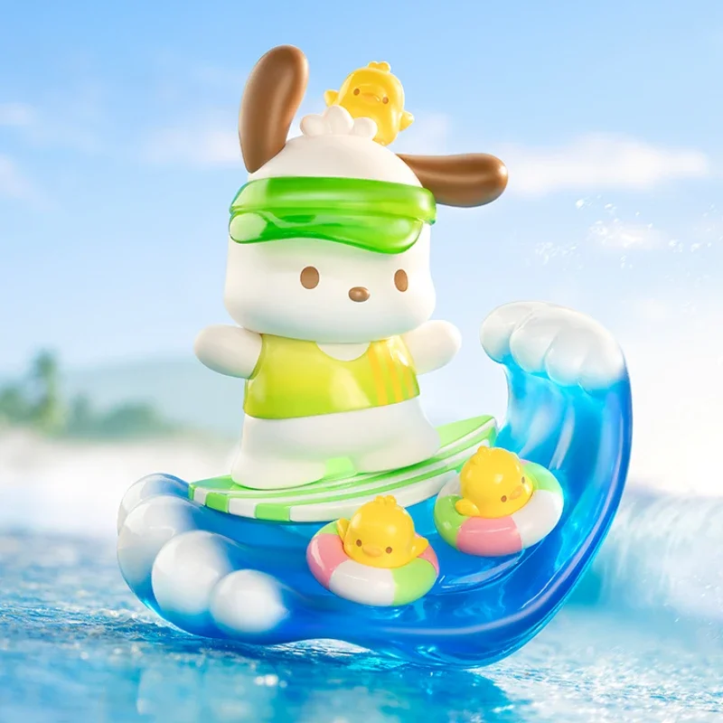 Sanrio Pochacco Holiday Beach Series Blind Box Pływanie Kawaii Zabawka dla dzieci Dziewczynki Prezent urodzinowy Model Anime Dekoracja