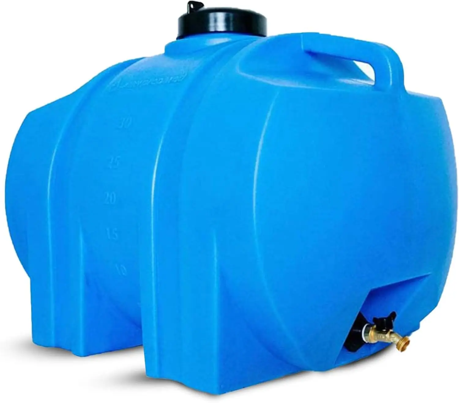 35 Gallon Utility Water Tank with Large Cap for Easy Filling, 3/4 Inch Brass Spigot, 2 Built in Strapping Points and 2 Handles