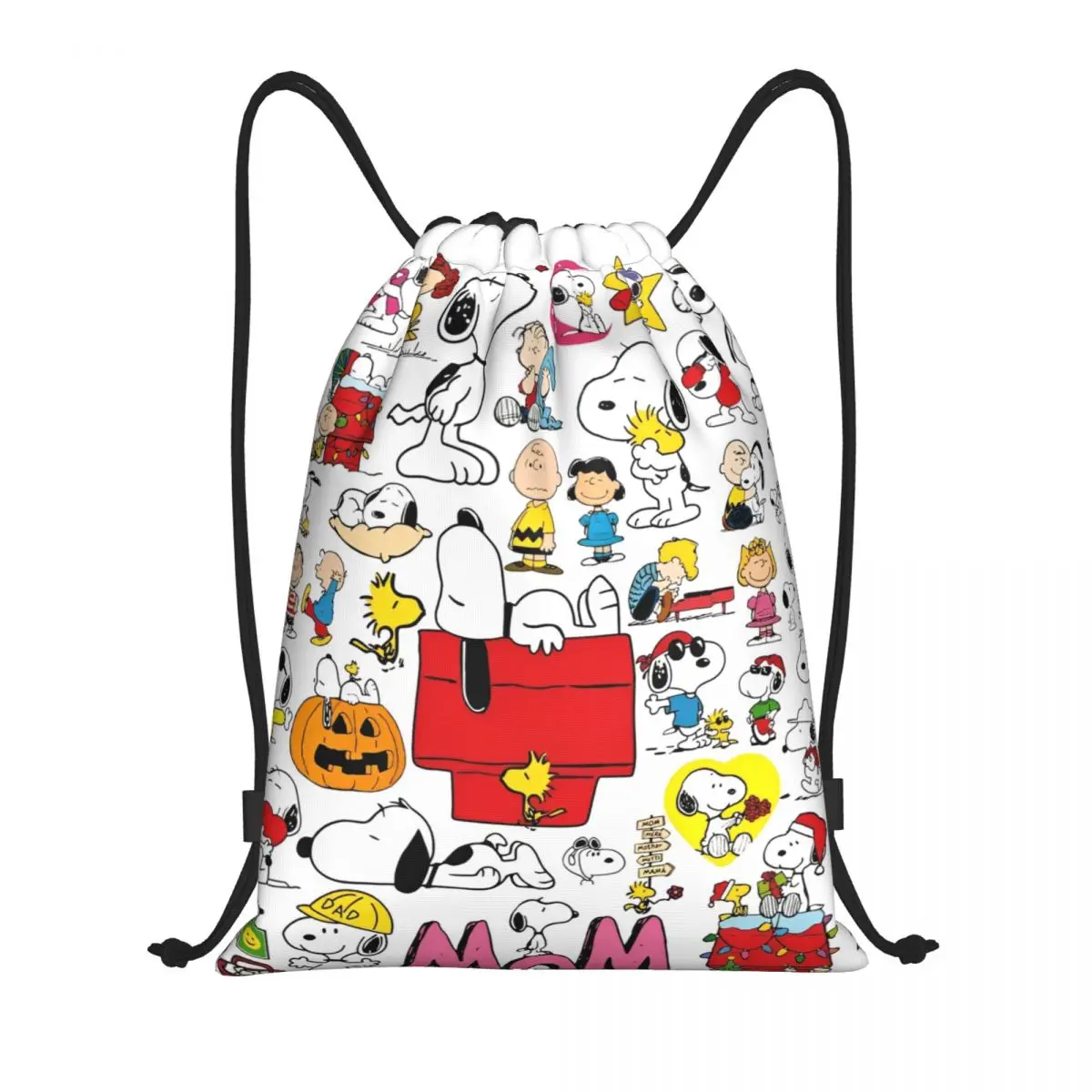 

Comics Snoopy Collage Drawstring Drawstring Backpack Sports Gym Bag String Sackpack for Hiking