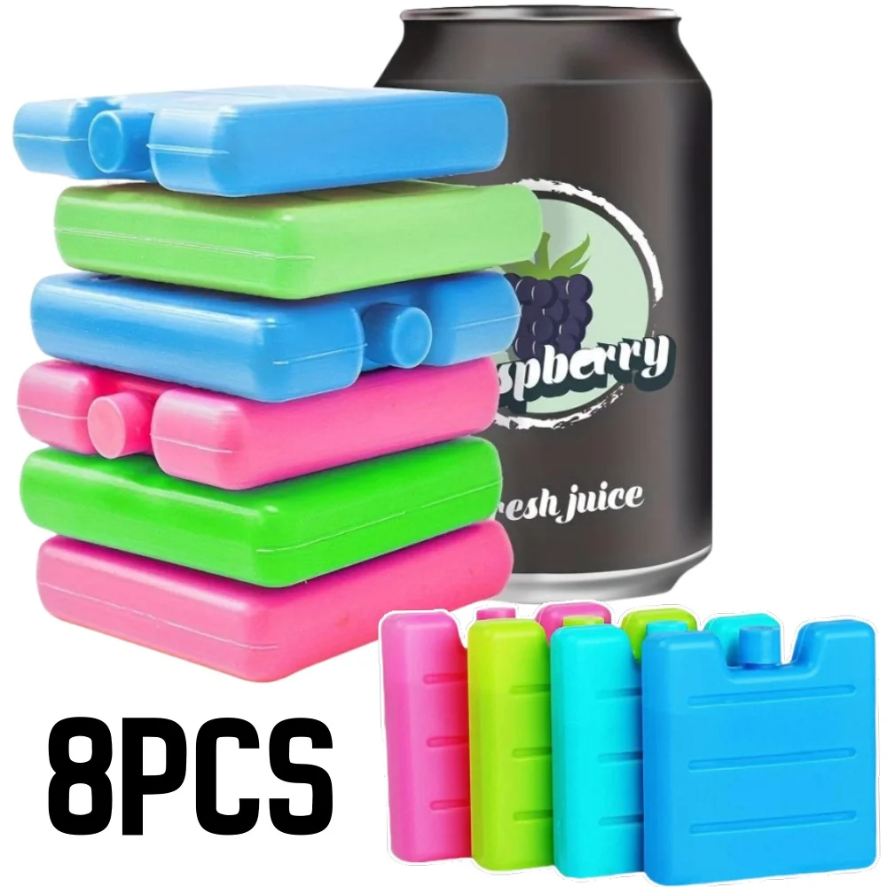 1/8pc Reusable Gel Ice Blocks Cooler Bag Stackable Insulated Food Storage Freezer Pack for Lunch Box Outdoor Activities Ice Tray