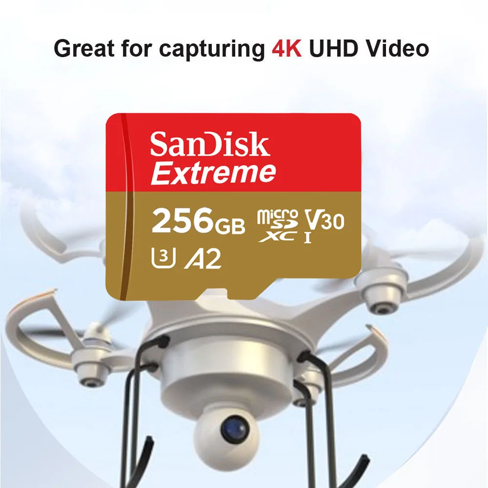 SanDisk Speicherkarte microsd 512 GB 256 GB 128 GB 64 GB Micro-SD-Karte Extreme/Extreme PRO TF-Karte Class10 U3 V30 4K UHD A2 Micro SDXC