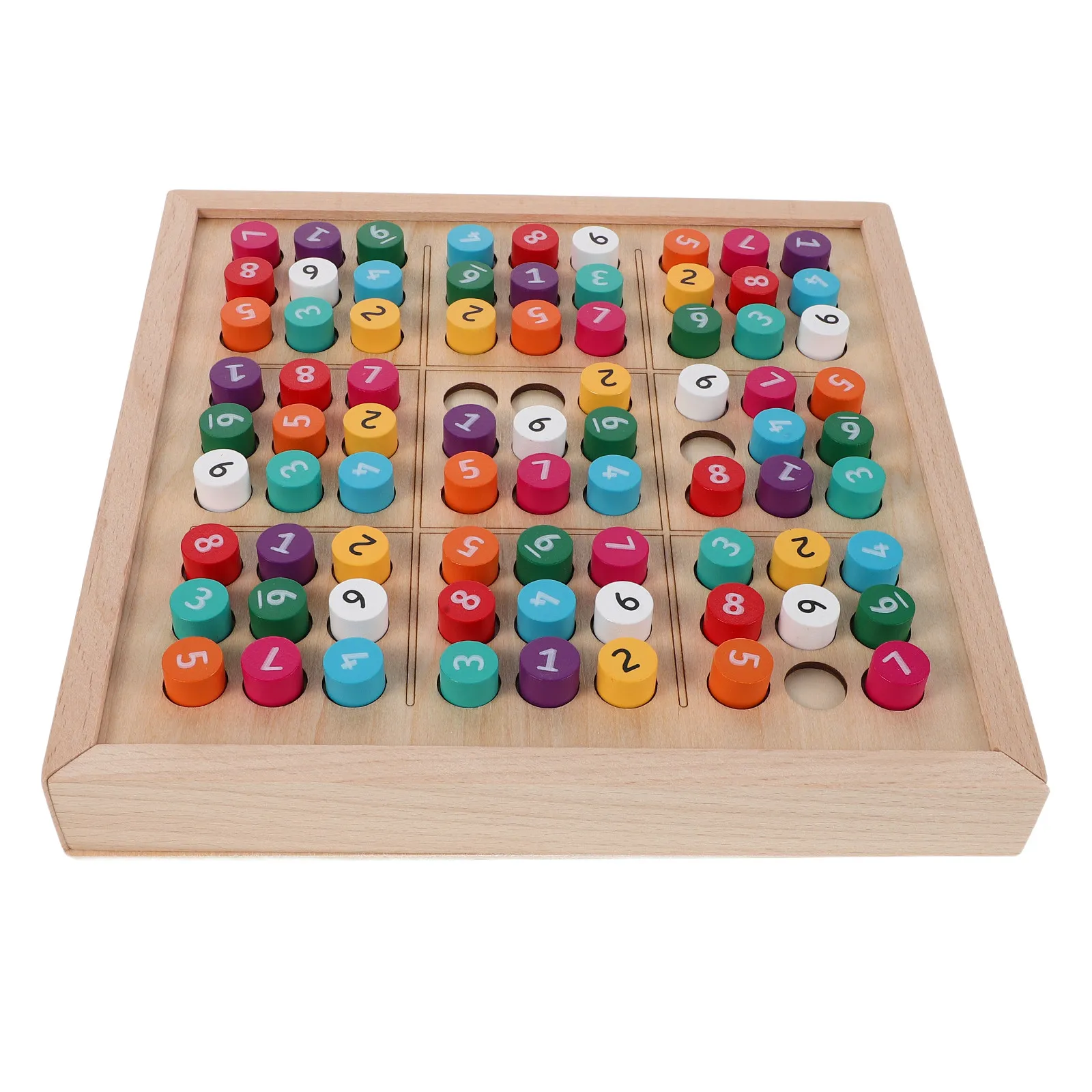 1Set Sudoku Board Game Wooden Colored Puzzles Board Drawer Educational Desktop Fun Math Game Kids Home School Learning