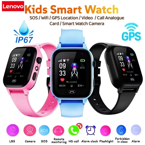 Imagen 1 del producto Lenovo niños Smartwatch 4G Wifi GPS SOS ubicación Video llamada tarjeta analógica reloj impermeable cámara niños niñas actualiza