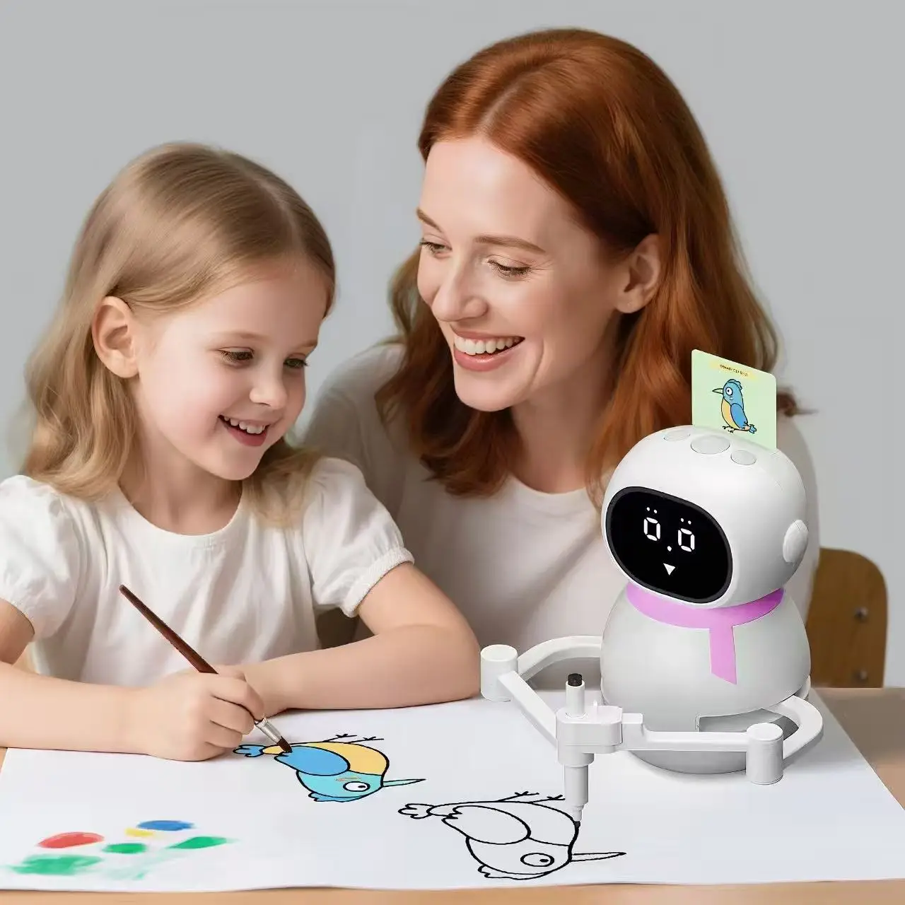 روبوت رسم التعلم المبكر للأطفال من Miocan مكبر صوت بلوتوث وساعة منبه هدية لعبة للأطفال تتضمن 150 بطاقة رسم #2