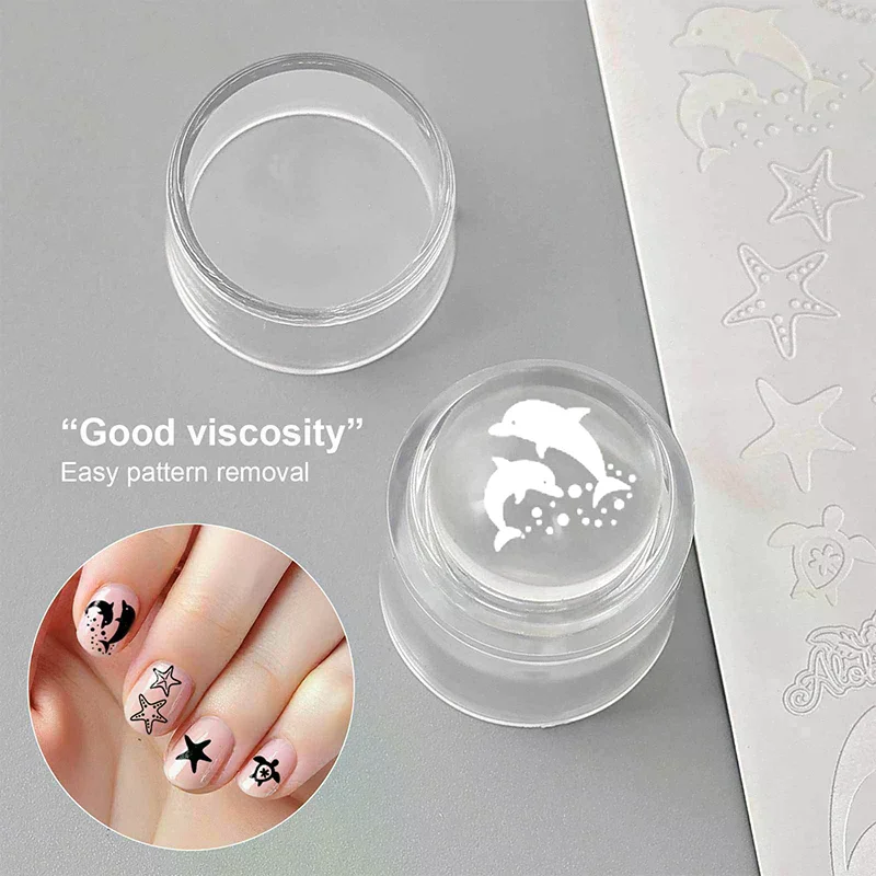 Löschbare Mini Kleine Single Head Silikon Dichtung Nagel Stahl Platte Transfer Werkzeug Stempeln Gelee Mit Schaber Französisch Spitze Nagel Stamper