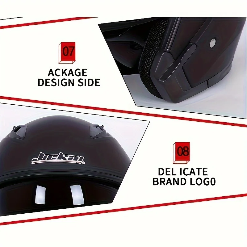 Capacete de motocicleta com chifres, adequado para homens e mulheres, capacete facial completo, capacete de segurança de inverno, feito de fibra de carbono.