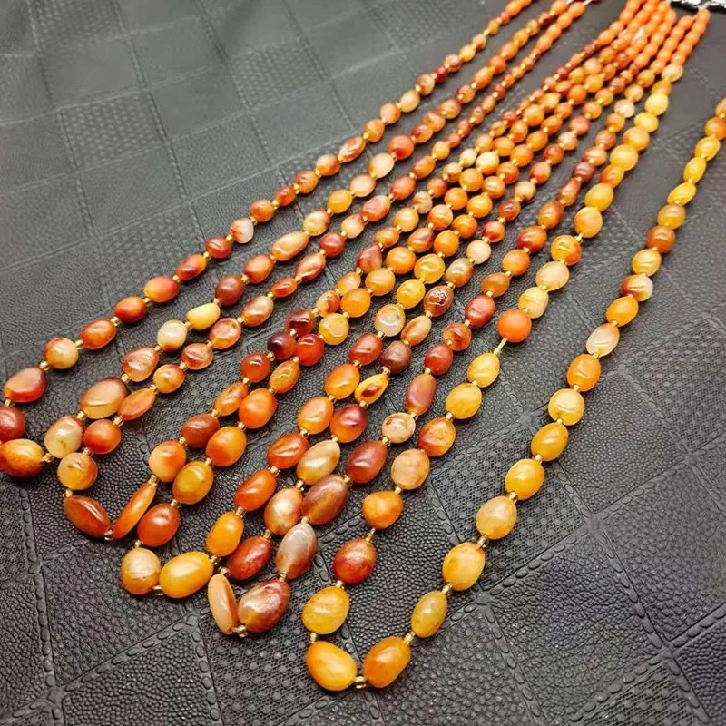 

Xinjiang Hetian jade yellow leather lanyard pendant necklace hand-woven rope accessories
