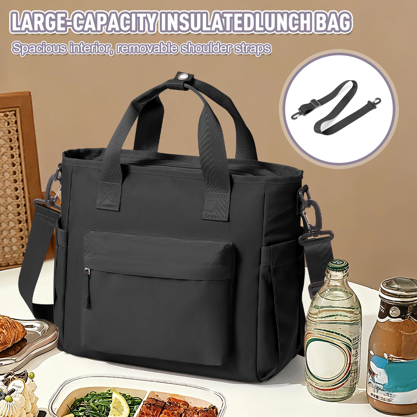 Handheld Lunch Bag Non-Food Contact Insulated Bento Bag for Student Office Worker Camping Meal Bag Thickened Storage Portable