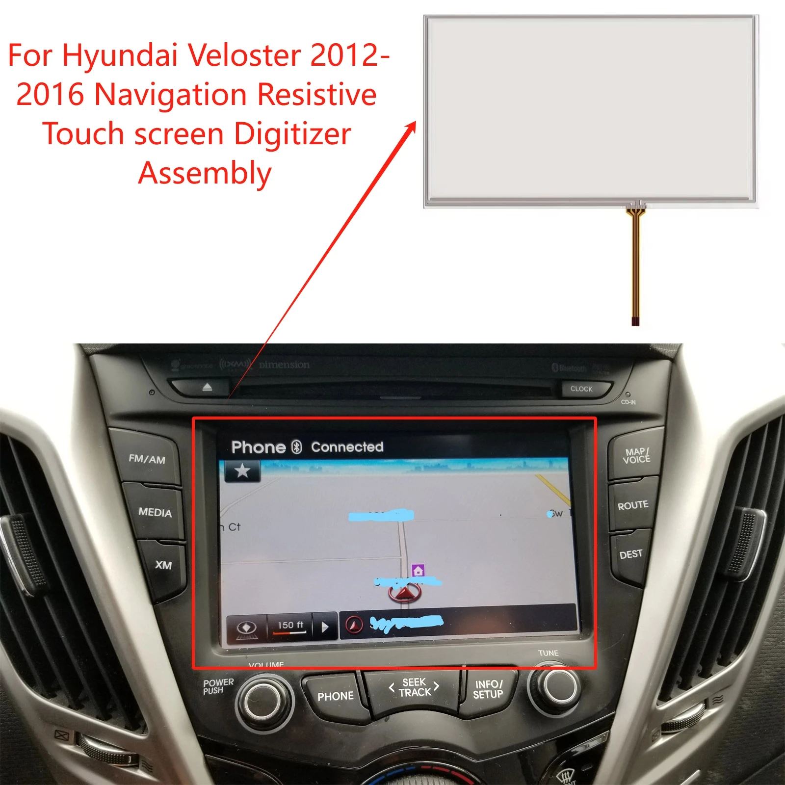 New 7 inch Touch panel For Hyundai Veloster 2012-2016 Navigation Resistive Touch screen Digitizer Assembly