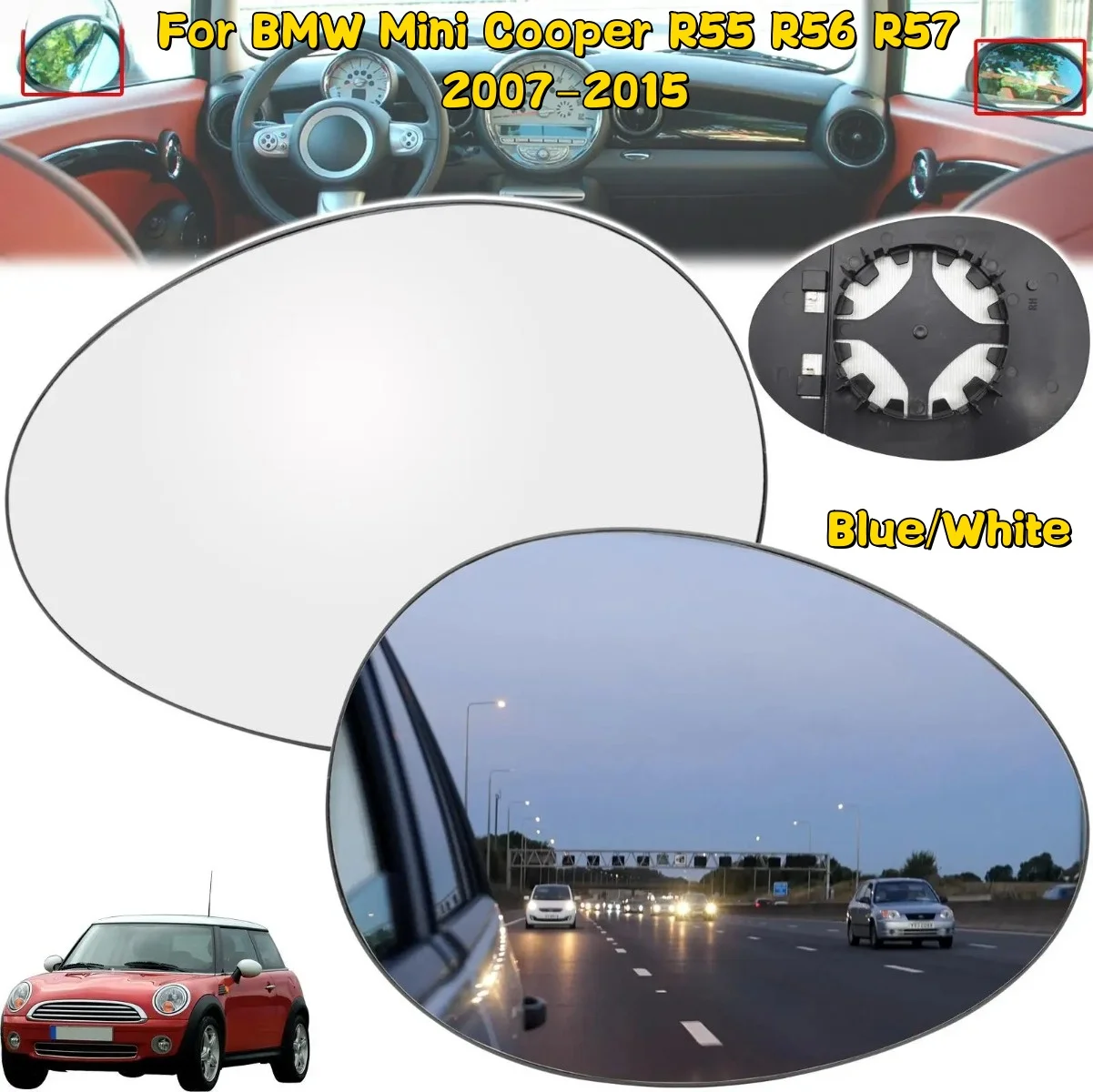 1PCS Car Heated Side Mirror Replacement Door Wing Rearview Mirror Heated For BMW Mini Cooper R55 R56 R57 2007-2015 51162755626