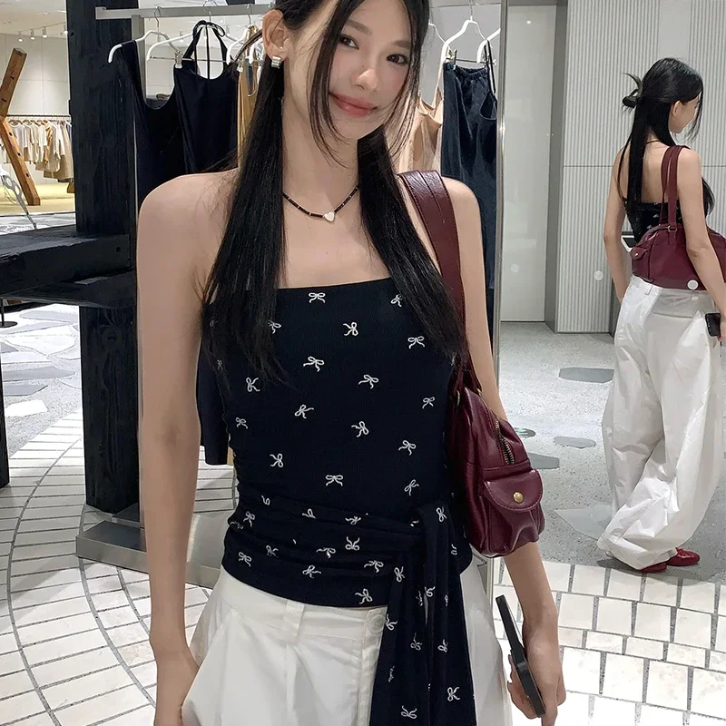 Haut tubulaire à bretelles pour femmes, Sexy, doux, sans bretelles, Chic, avec imprimé nœud papillon, été