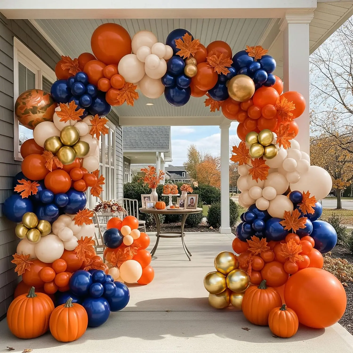 112Pcs Navy Blue Burnt Orange Sand White Balloon Garland Arch kit for Autumn Baby Shower Bridal Shower Wedding Party Decorations