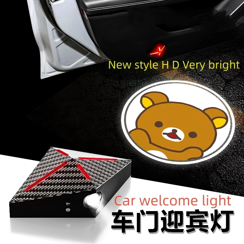 

2pcs All brand cars Carton Anime Rilakkuma Car door welcome light Projection tools Car accessories