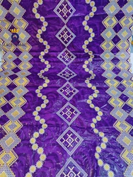 Purple African Bazin Riche Fabric With Stones Nigerian Brocade Embroidery Basin Laces For Wedding Women Dress Sewing Material