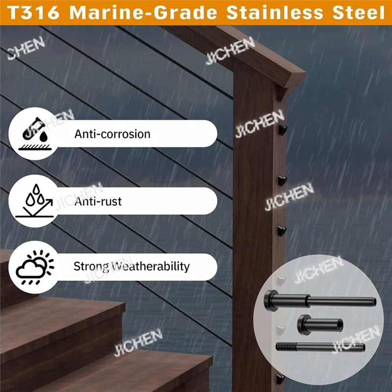

Комплект кабельных перил, 40 шт., 1/8 дюйма, T316, невидимый приемник из нержавеющей стали, конец шпильки для деревянной или металлической стойки 2 дюйма X 2 дюйма