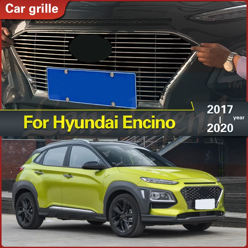 

For HYUNDAI ENCINO Kauai Kona 2017-2020 Stainless Steel Front Center Racing Mesh Bumper Grills Billet Grille Cover Body Kit