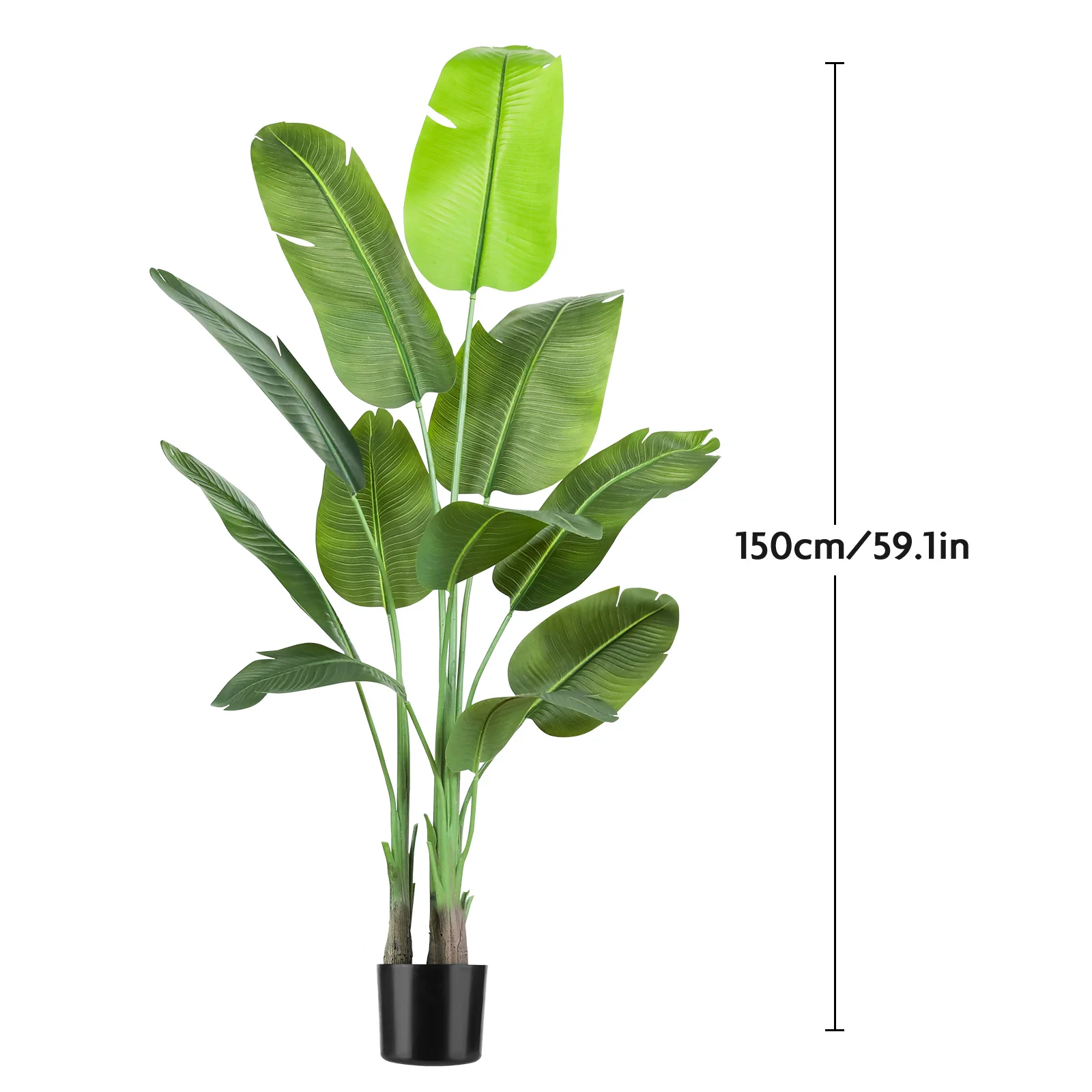 180cm Large Artificial Plants Bird of Paradise Tree Tropical Fake Banana Leaves Plastic Palm Plants for Office Home Garden Decor