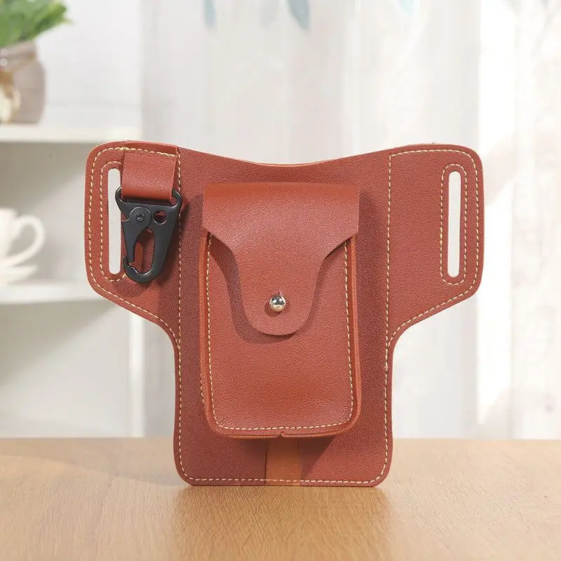 Multifunctional Leather Phone Belt Bag Retro Men's Bag Cellphone Loop Holster Phone Pouch Wallet Phone Case for IPhone Huawei