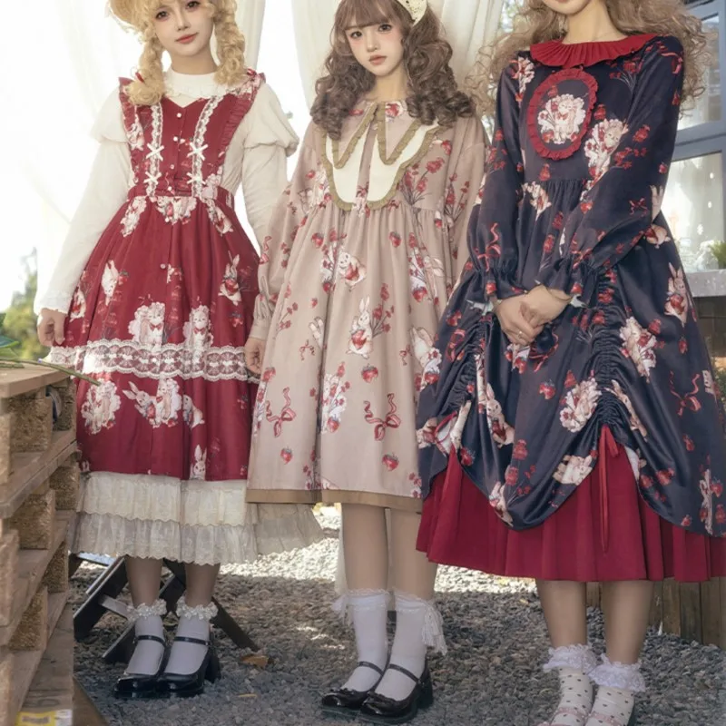 

Niche Design Velvet Print Loose Lolita Dress