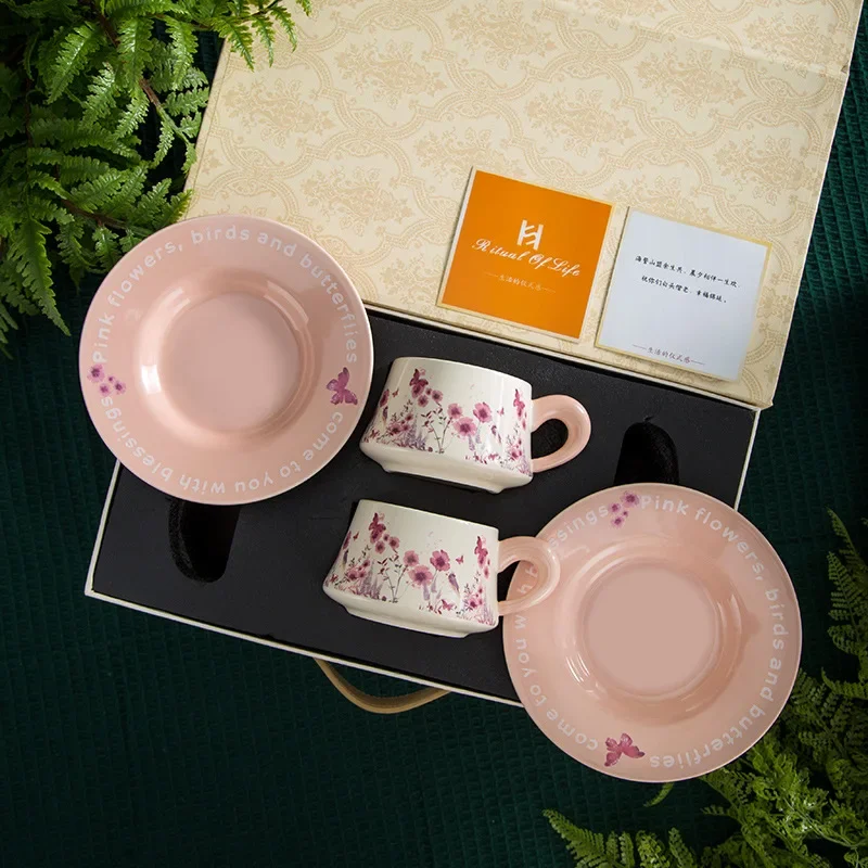Secret Garden Ceramic Coffee Cup Saucer Gift Box Set Light Luxury Premium Mug Water Cup For Home Drinkware Collection